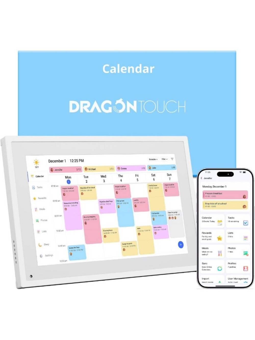 Interactive 10.1" Digital Calendar Chore Chart - Smart Family Planner